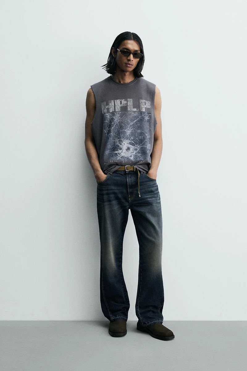 WASHED KNIT PRINTED TANK TOP