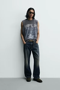 WASHED KNIT PRINTED TANK TOP
