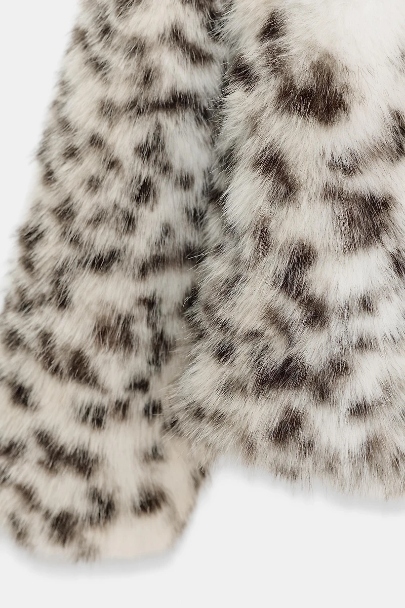 ANIMAL PRINT FAUX FUR JACKET ZW COLLECTION