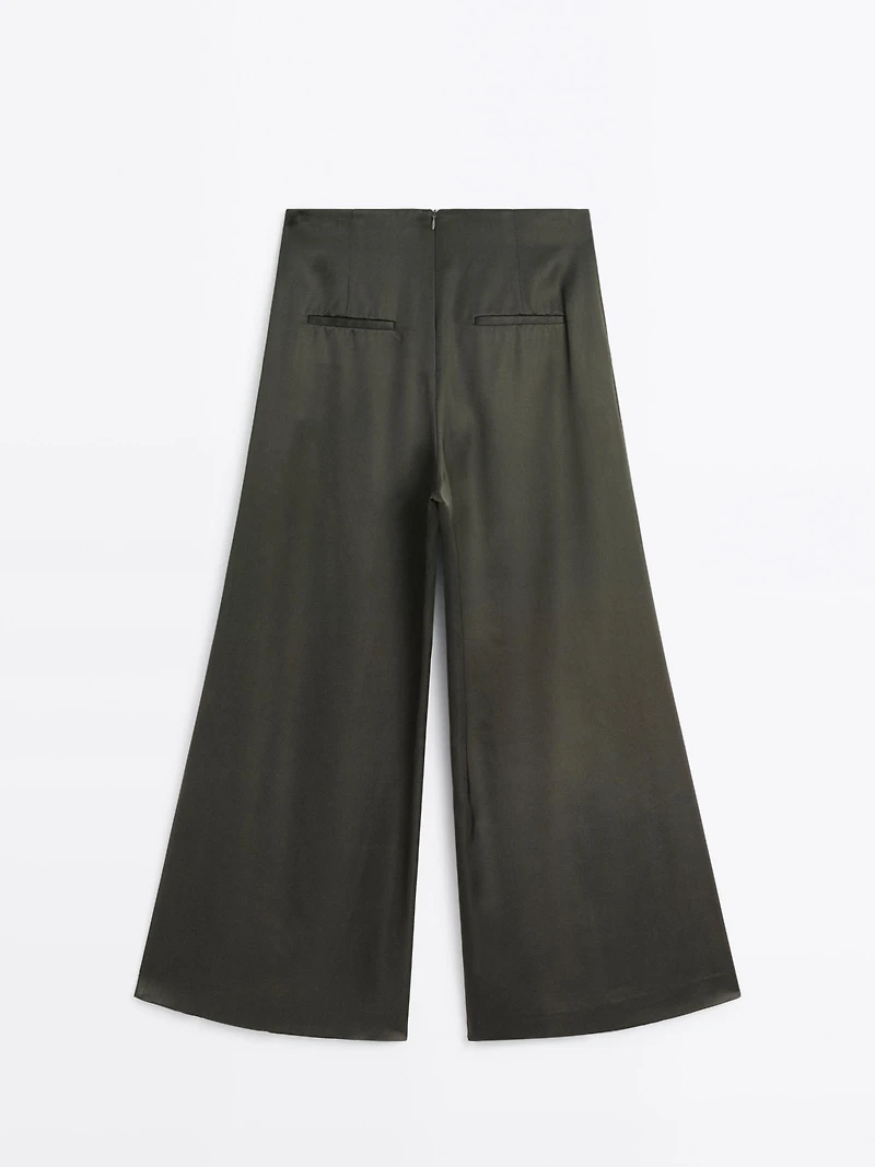 Satin wide-leg trousers