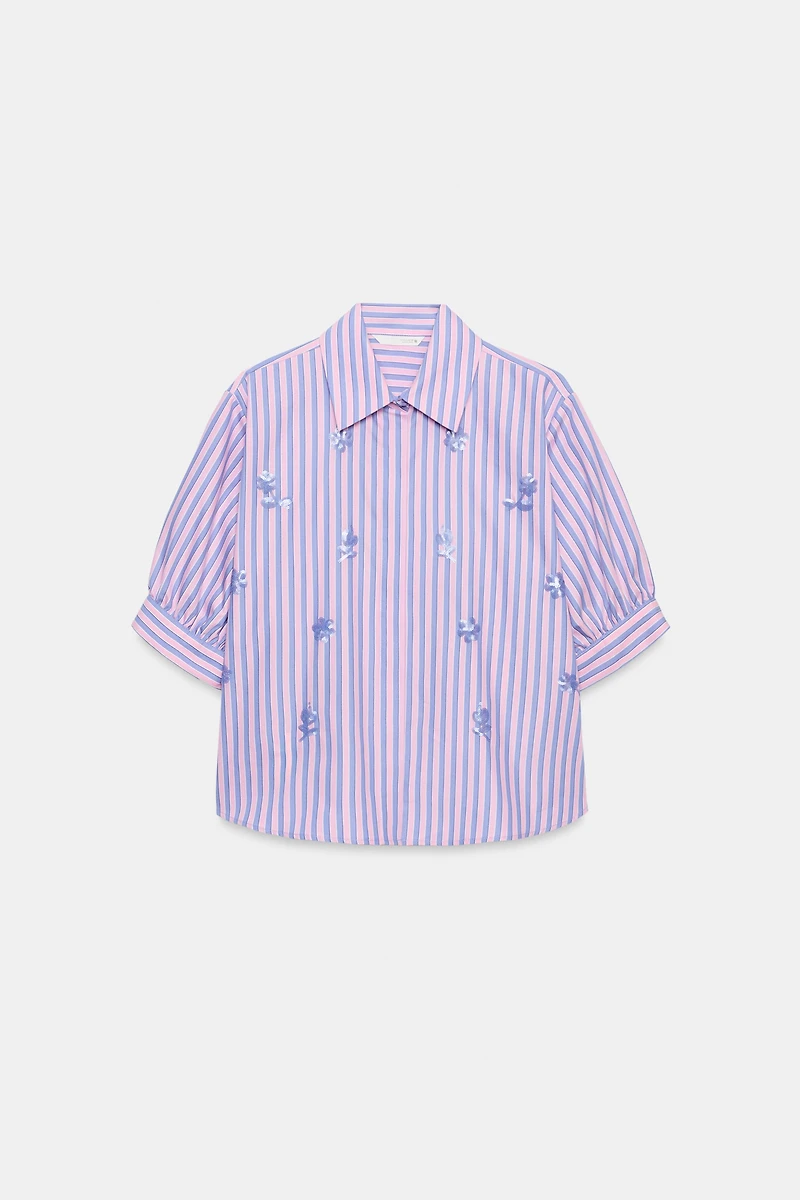 SEQUINED STRIPED SHIRT