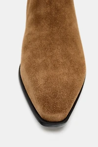 SPLIT LEATHER CHELSEA ANKLE BOOTS