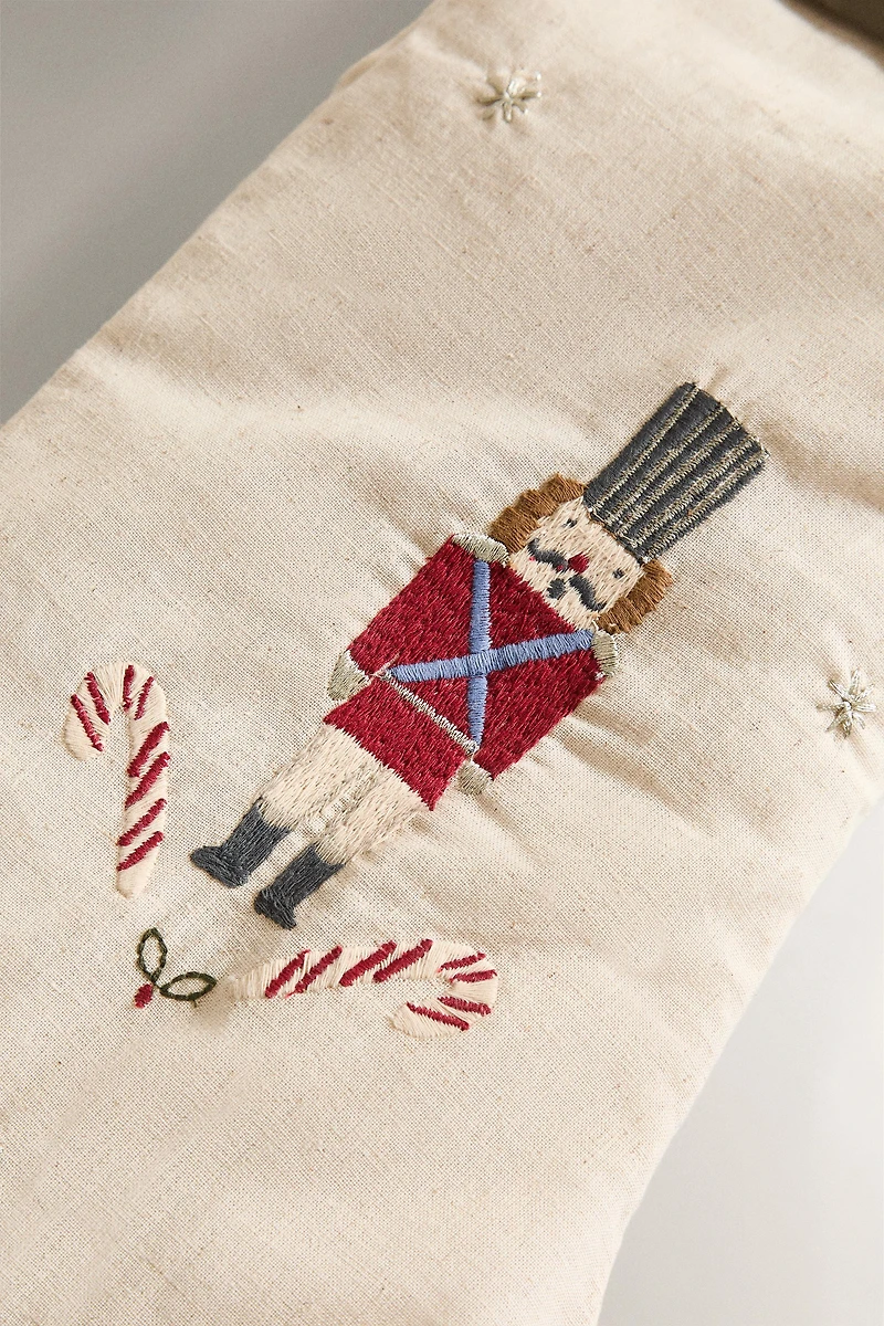 EMBROIDERED STOCKING CHRISTMAS DECORATION