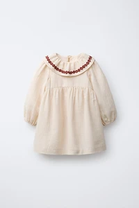 EMBROIDERED FLORAL TEXTURE DRESS