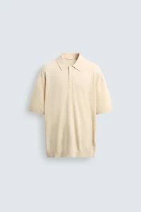COTTON LINEN BLEND KNIT POLO