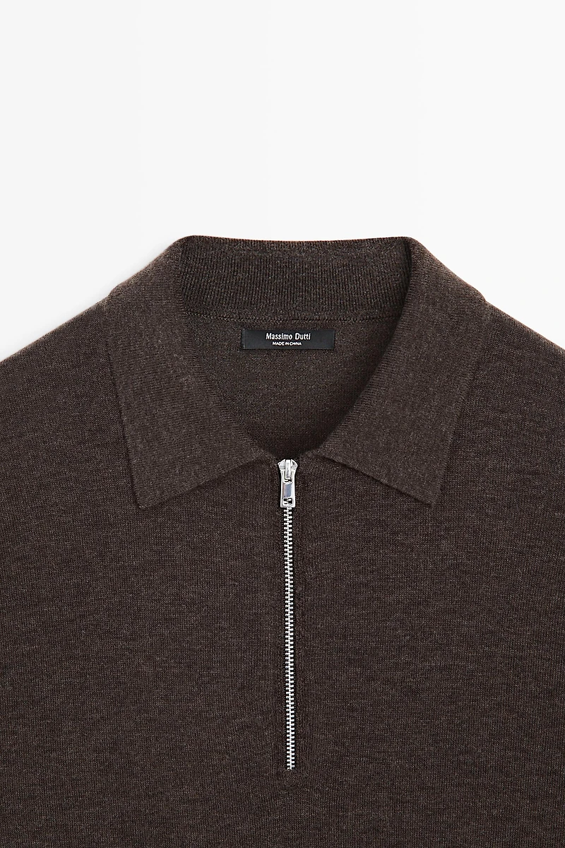 Wool blend quarter-zip knit sweater