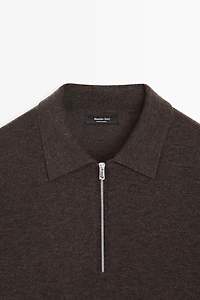 Wool blend quarter-zip knit sweater