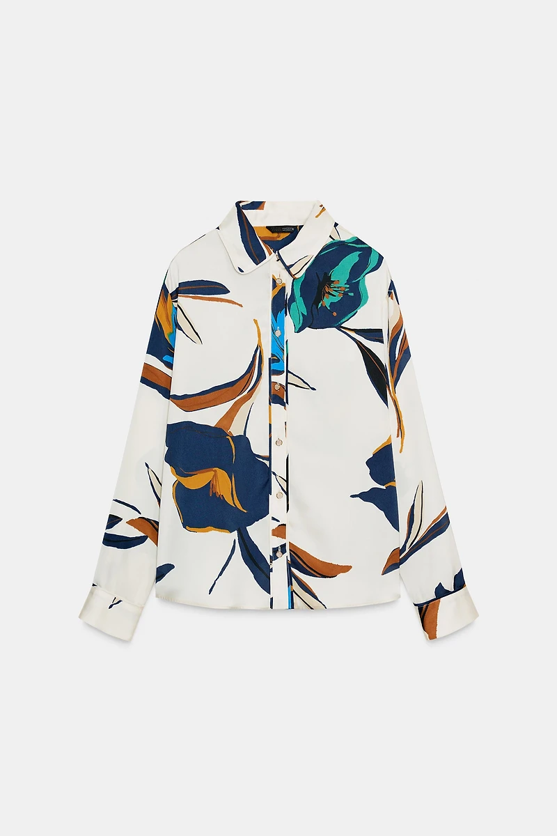 FLORAL PRINT SATIN SHIRT