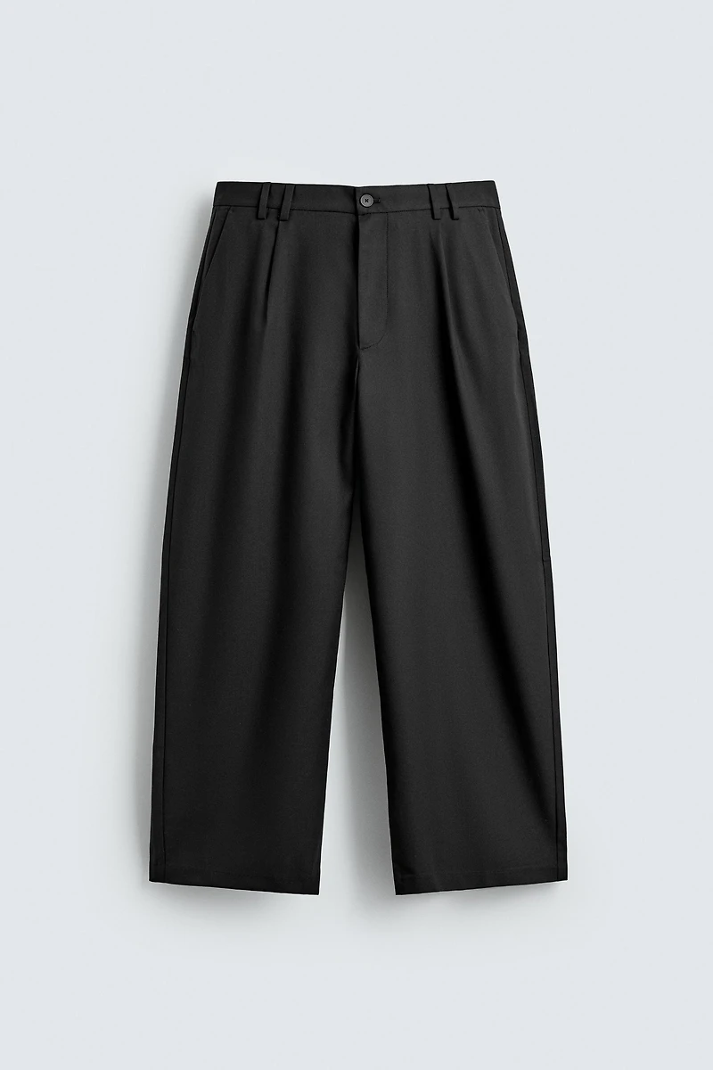 RELAXED FIT PLEATED SUIT PANTS