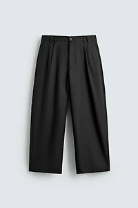 RELAXED FIT PLEATED SUIT PANTS