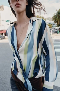 STRIPED SATIN EFFECT SHIRT