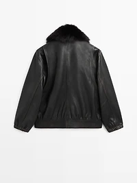 Nappa leather jacket with lambskin collar