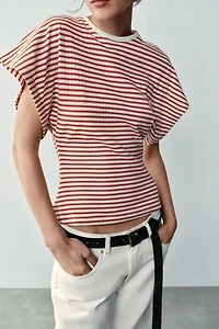 WIDE SLEEVE STRIPED T-SHIRT