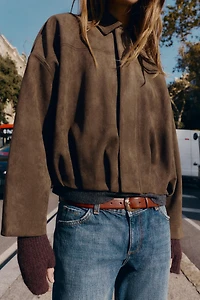 SUEDE EFFECT BOMBER JACKET