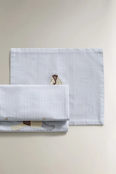 ENSEMBLE DRAPS MINILIT BÉBÉ COTON LAPIN