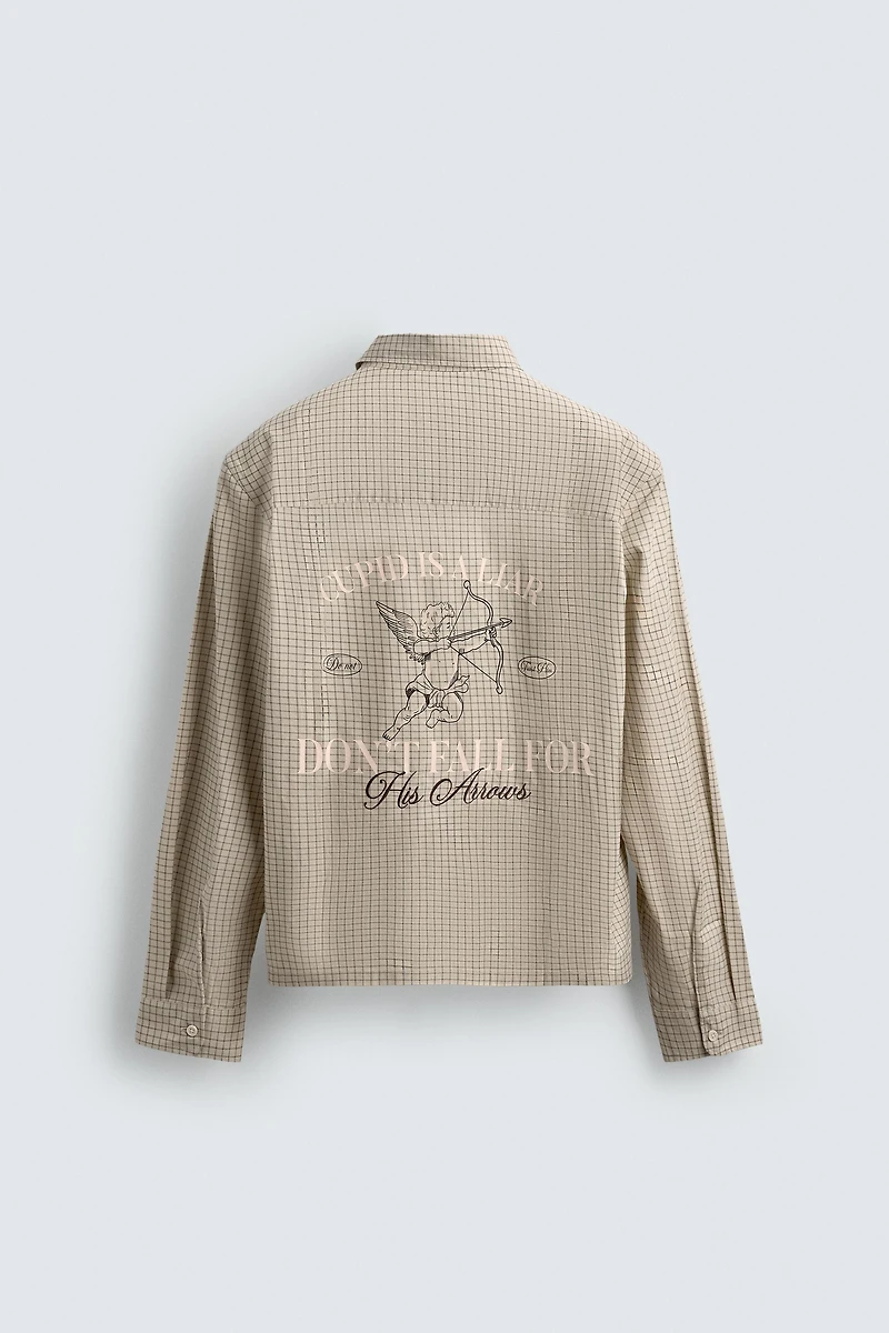 CUPID PRINT PLAID SHIRT