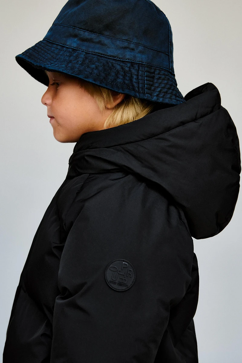 WATER REPELLENT HOODIE PUFFER COAT