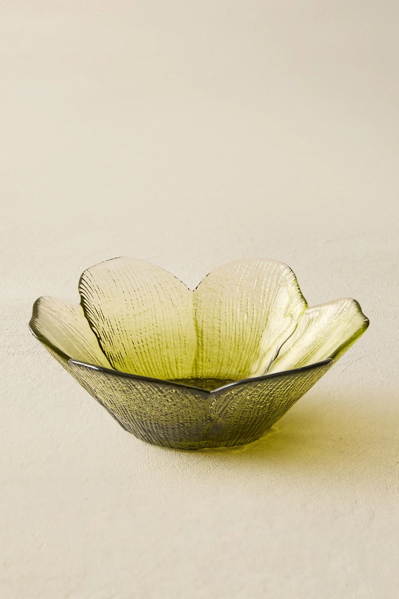 GLASS BOWL WITH RAISED FLORAL DESIGN