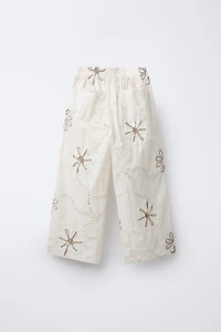 PANTALON DROIT FLEURS BRODÉES