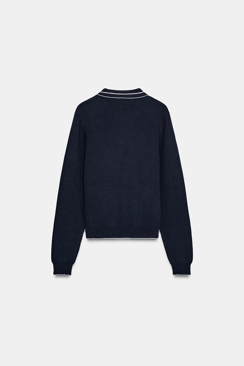 CONTRAST PIPING KNIT POLO SHIRT