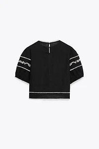 ZW COLLECTION CONTRAST EMBROIDERY BLOUSE