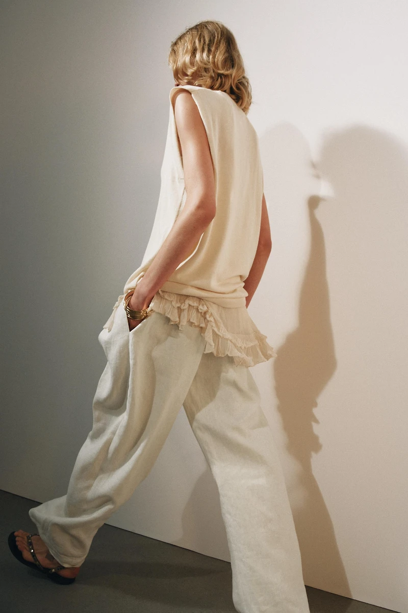 LONG COMBINATION KNIT VEST