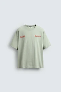 WASHED PRINTED TEXT T-SHIRT