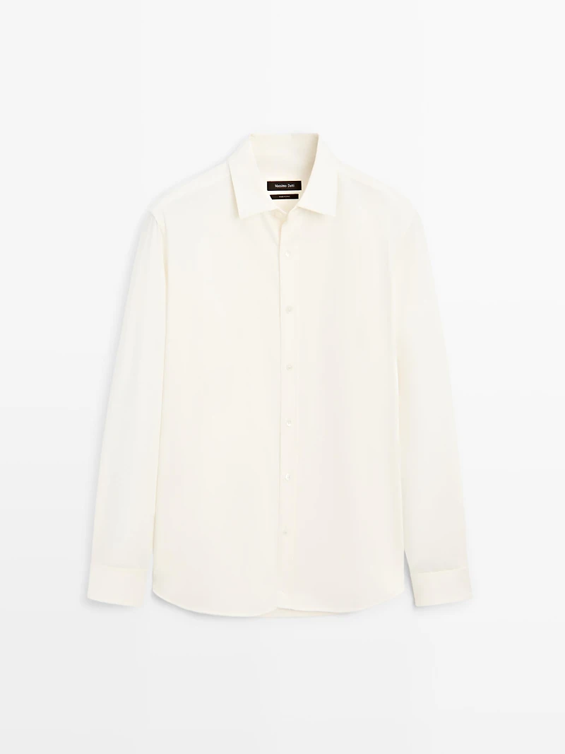 Regular fit cotton blend shirt