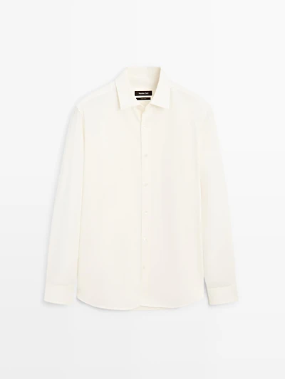 Regular fit cotton blend shirt