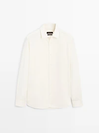 Regular fit cotton blend shirt