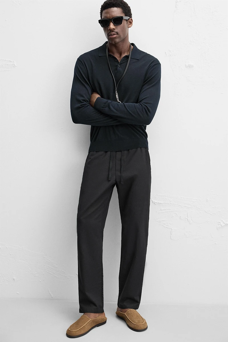 RELAXED FIT COTTON LINEN PANTS
