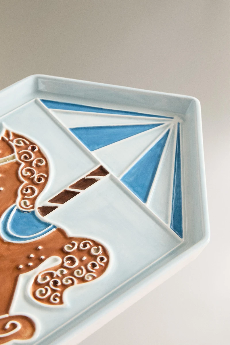 ASSIETTE ENFANT GRÈS CHEVAL NOËL