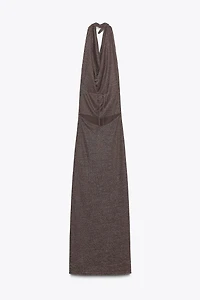 METALLIC THREAD OPEN BACK LONG DRESS