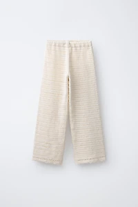 WIDE LEG CROCHET KNIT PANTS
