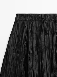 Creased pleated-effect wide-leg trousers