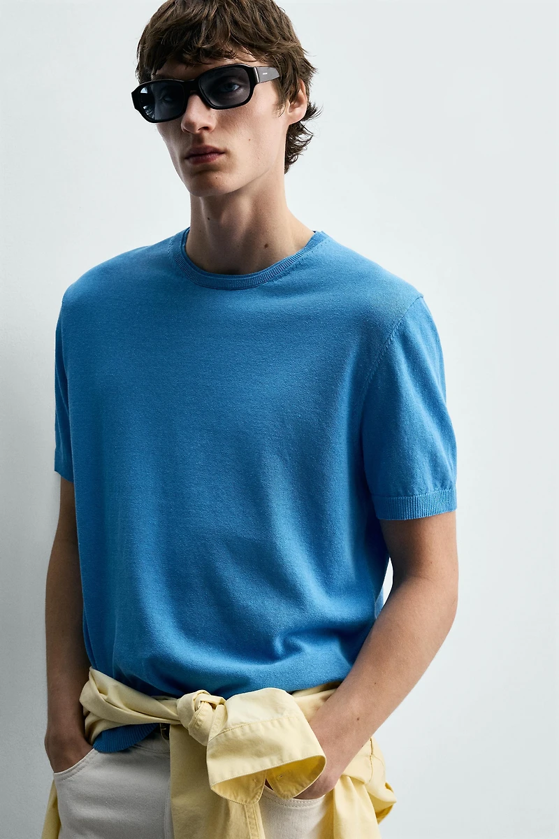 KNIT COTTON BLEND T-SHIRT