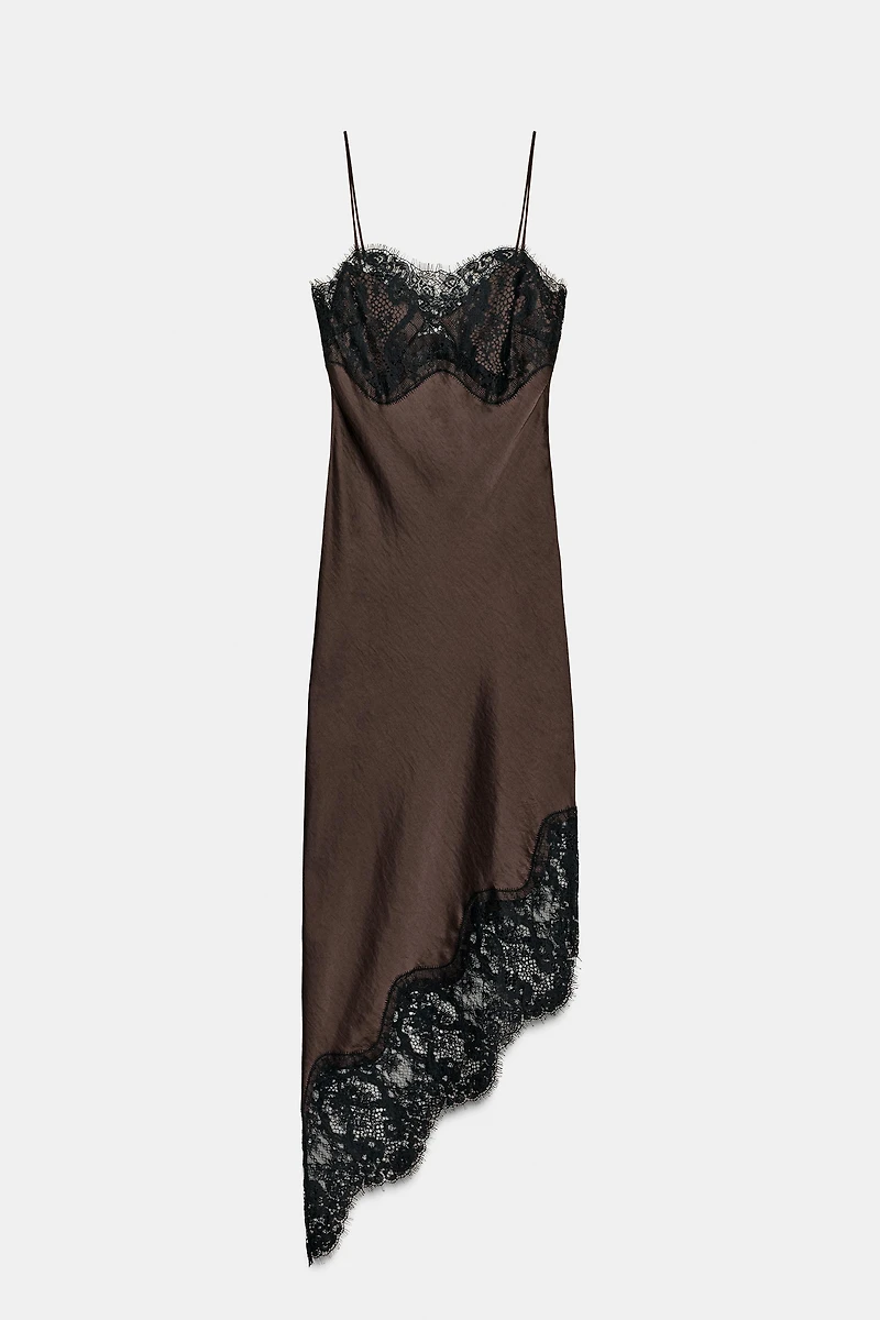 ASYMMETRICAL SATIN LACE DRESS ZW COLLECTION