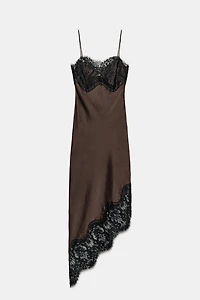 ASYMMETRICAL SATIN LACE DRESS ZW COLLECTION