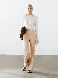 100% linen knit crew neck sweater