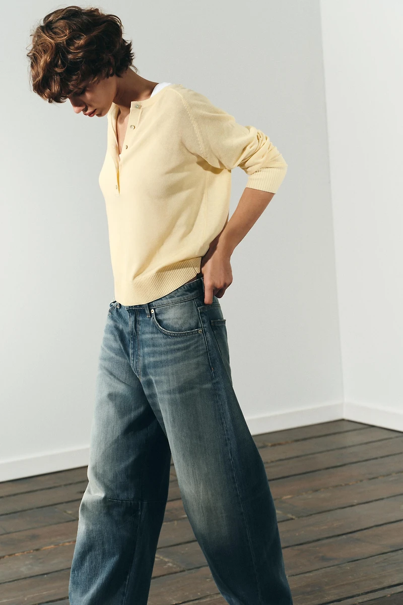TRF MID-RISE BAGGY BALLOON JEANS