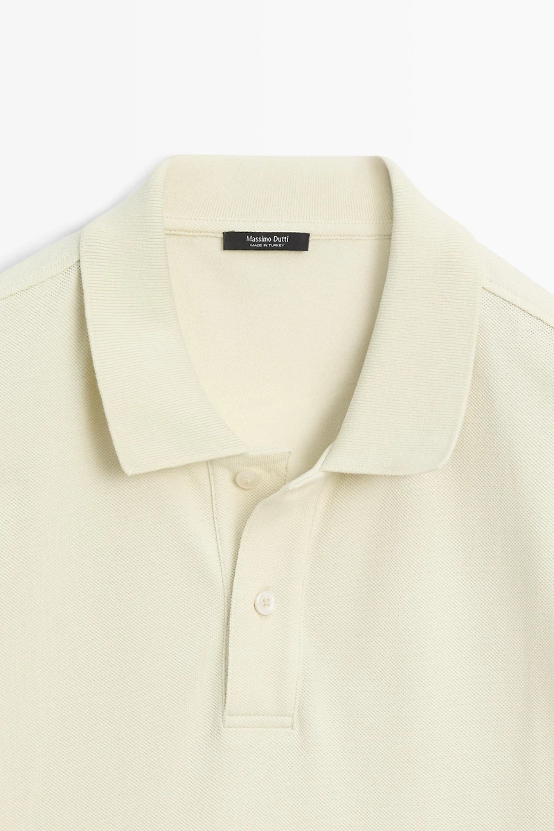 Micro-textured cotton piqué polo shirt