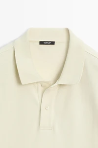 Micro-textured cotton piqué polo shirt