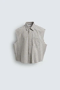 BOXY FIT PLAID TANK SHIRT