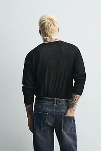 BUTTON NECK KNIT T-SHIRT