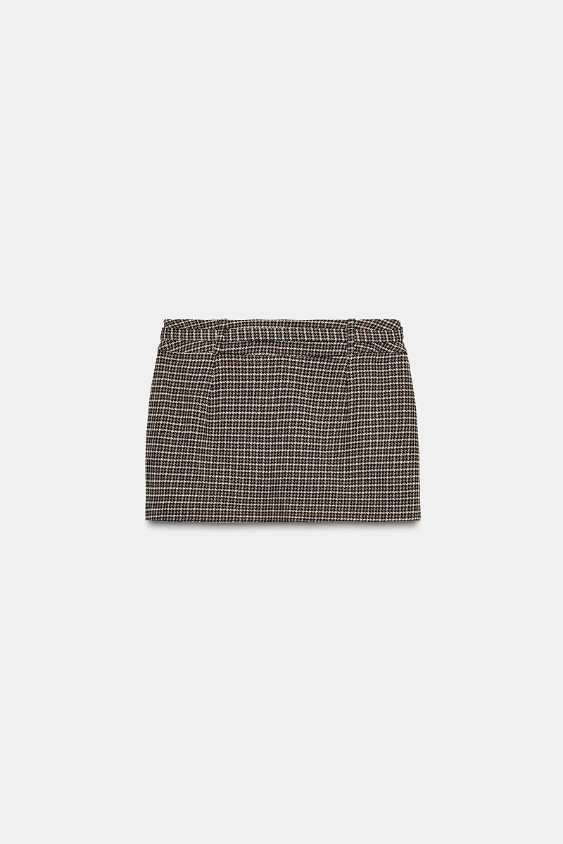 HOUNDSTOOTH BELTED SKORT