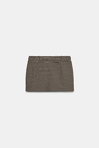 HOUNDSTOOTH BELTED SKORT