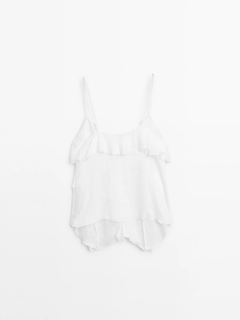 Strappy top with ruffle detail