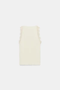 LACE RIBBED HALTER TOP