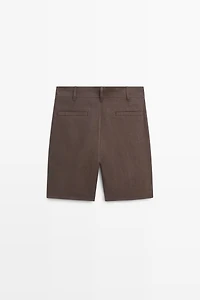 100% linen short Bermuda shorts