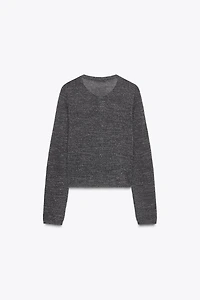 METALLIC THREAD BUTTON CARDIGAN